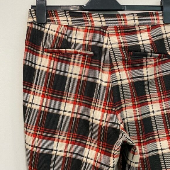 H&M Red Plaid High Rise Crop Pants Size 8 - Picture 7 of 13